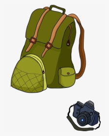 Backpack, Camera, Cartoon, Picture, Sack - Backpack Camping Vector Png, Transparent Png, Transparent PNG