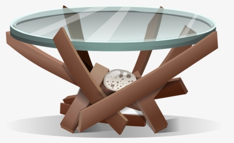 Table, Furniture, Round, Glass, Wood, Brown, Decor - Glass Wood Table Png, Transparent Png, Transparent PNG