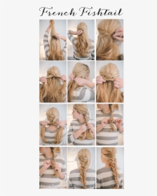Fishtail Braid - Step By Step French Fishtail Braid, HD Png Download, Transparent PNG