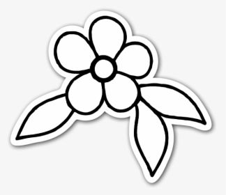 Simple Flower Ornament Sticker - Stickers Black And White Simple, HD Png Download, Transparent PNG