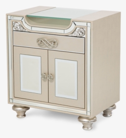 2 Doors 1 Drawer Crystal Accents Frosted Glass Top - Nightstand, HD Png Download, Transparent PNG