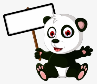 Cute Panda With Sign Board Clipart , Png Download - Cute Cartoon With Board, Transparent Png, Transparent PNG
