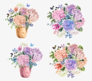 Transparent Potted Flower Clipart - Flowers Watercolor Png Pot, Png Download, Transparent PNG