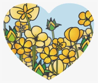 Buttercup Flower Field Yellow Floral Arrangement Heart-shaped - Heart, HD Png Download, Transparent PNG