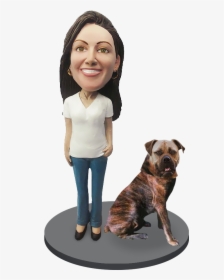 Custom Female With Custom Pet Dog Bobblehead - Pet, HD Png Download, Transparent PNG