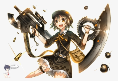Anime Girl With Gun And Dagger Render By Iamecchi-d6l2rn4 - Anime Girl With Weapon, HD Png Download, Transparent PNG