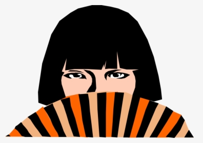 Vector Illustration Of Japanese Fan Girl - Illustration, HD Png Download, Transparent PNG