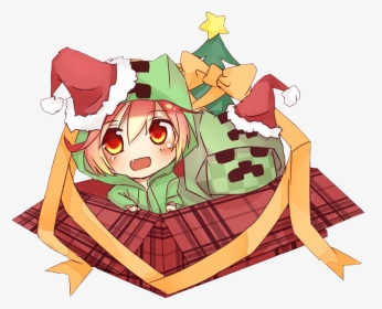 Render Creeper Minecraft Christmas Sapin Etoile Vert - Minecraft Anime Chibi, HD Png Download, Transparent PNG