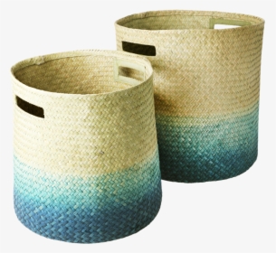 Seagrass Round Woven Storage Baskets In Gradient Blue - Aufbewahrungskorb Rice, HD Png Download, Transparent PNG