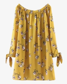 29% Off] 2019 Floral Off Shoulder Shift Dress In Yellow - Stylish Top Neck Designs, HD Png Download, Transparent PNG