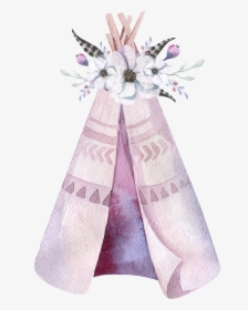 #tipi #pink #flowers #arrow #feathers #arrow #bohemain - Tribal Teepee Baby Art, HD Png Download, Transparent PNG
