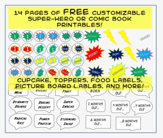 Free Comic Book Printables - Superhero Party Food Labels Free, HD Png Download, Transparent PNG