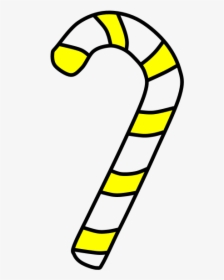 Candy Cane, Yellow, White - Candy Cane Black And White, HD Png Download, Transparent PNG