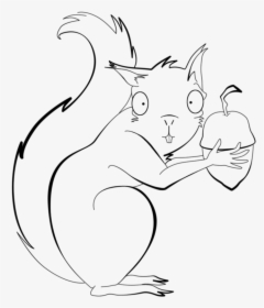 Drawn Line Art Red Squirrel - Squirrel Line Drawing, HD Png Download, Transparent PNG