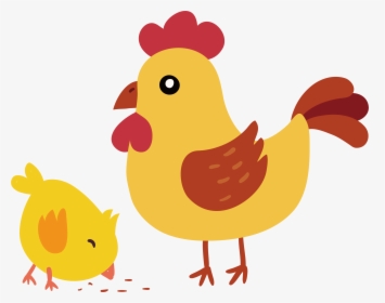 Hen Clipart Orange Chicken - Big And Small Chicken, HD Png Download, Transparent PNG