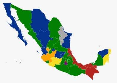 Mexico Map Outline Png , Png Download - Mexico Political Party Map, Transparent Png, Transparent PNG