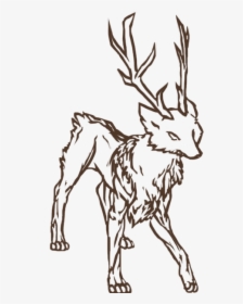 Reindeer Dog Drawing Clip Art - Outline Wolf Drawing, HD Png Download, Transparent PNG