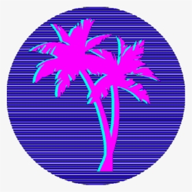 Transparent Blue Aesthetic Png - Vaporwave Palm Tree Transparent, Png Download, Transparent PNG