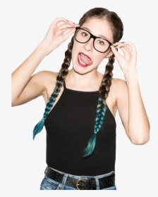 Fashionable Eyewear Frames - Girl With Glasses And Braids, HD Png Download, Transparent PNG