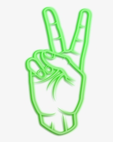 #hand #neon #green #peace #glow #peacestickers #freetoedit, HD Png Download, Transparent PNG