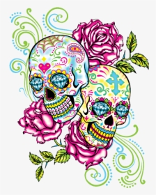 Two Sugar Skulls Tattoo, HD Png Download, Transparent PNG