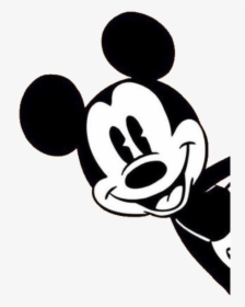 Mickey Mickeymouse Blackandwhite Mouse Cartoon Cartoons - Mickey Mouse Peeking, HD Png Download, Transparent PNG