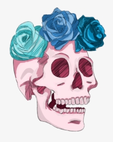 Transparent Skull And Roses Png - Skull Rose Drawing Transparent, Png Download, Transparent PNG