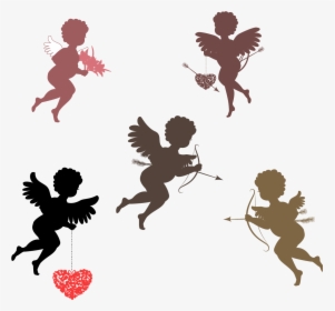 Psyche Revived By Cupids Kiss Silhouette Illustration - Cupid Png, Transparent Png, Transparent PNG