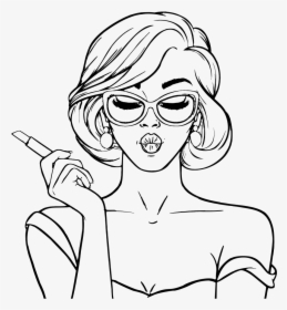 Pretty Lady With Lipstick Line Art - Pop Art Line Drawing, HD Png Download, Transparent PNG