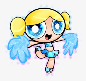 Clip Art Cheerleading Cartoon - Powerpuff Girls Bubbles Cheerleader, HD Png Download, Transparent PNG