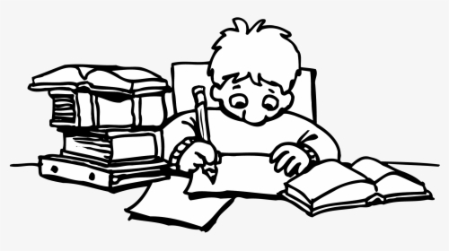 Child Doing Homework Png Black And White - Homework Clipart Black And White, Transparent Png, Transparent PNG