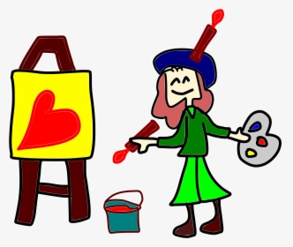 Painting Clipart Cartoon Person - Hobbies Flashcards En Ingles, HD Png Download, Transparent PNG