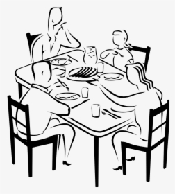 Winsome Dinner Table Clipart Black And White 4 14552154 - Family Dinner Drawing Easy, HD Png Download, Transparent PNG