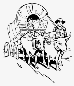 Wagon Train Black And White Drawing Covered Wagon Free - Oregon Trail Wagon Drawing, HD Png Download, Transparent PNG