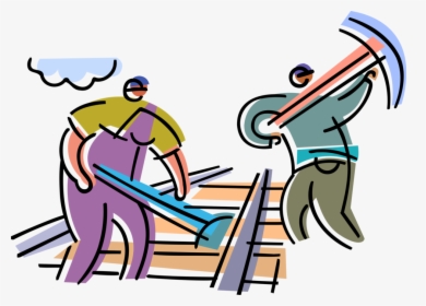 Vector Illustration Of Railway Construction Workers - Railway Worker Clipart, HD Png Download, Transparent PNG