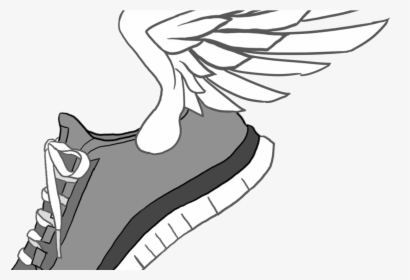 Running Shoe With Wings - Running Shoe Drawing Easy, HD Png Download, Transparent PNG