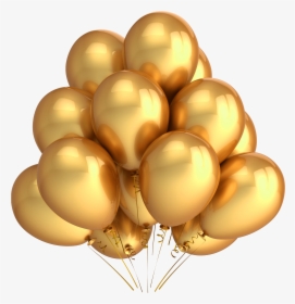 Golden Balloons - Birthday Balloons Png Gold, Transparent Png, Transparent PNG