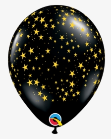 25 Latex Balloons - Black Balloon With Stars, HD Png Download, Transparent PNG