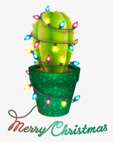 Merry Christmas Cactus Transfer - Christmas Cactus Clipart, HD Png Download, Transparent PNG