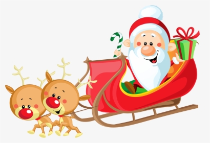 Vector Santa Minimalist - Santa On Sleigh Clipart, HD Png Download, Transparent PNG