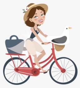 Svg Stock Netherlands Bicycle Roadster A Little Riding - Girl On Bike Cartoon, HD Png Download, Transparent PNG