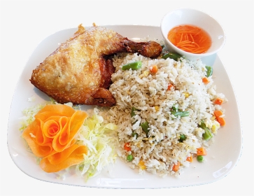 Rice With Chicken Png - Fried Chicken Rice Plate, Transparent Png, Transparent PNG