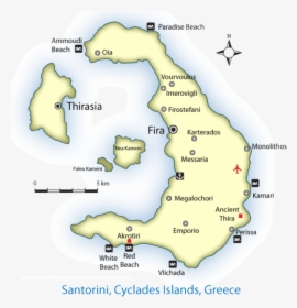 Santorini-map - Temple Of Hephaestus Map, HD Png Download, Transparent PNG