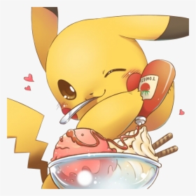 Anime, Cute, Icecream - Pikachu Ketchup Fan Art, HD Png Download, Transparent PNG