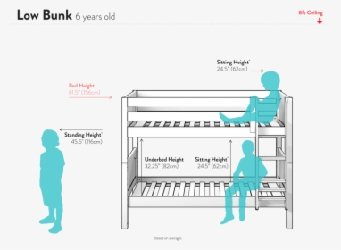 Low Bunk Bed Height Measurements - Bunk Bed Height Clearance, HD Png Download, Transparent PNG