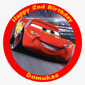 Cars Lightning Mcqueen Edible Personalised Round Birthday - Lightning Mcqueen Round, HD Png Download, Transparent PNG