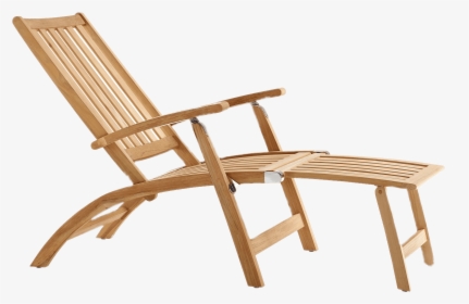 Wooden Deckchair With Foot Rest - Chaises Longues Png, Transparent Png, Transparent PNG