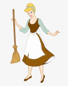 Cinderella Clipart Original - Cinderella With Broom, HD Png Download, Transparent PNG