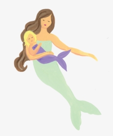 Mermaid With Baby Print & Cut File - Cartoon, HD Png Download, Transparent PNG