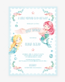 Mermaid Under The Sea Baby Shower Invitation Template - Baby Shower Invitation Mermaid, HD Png Download, Transparent PNG
